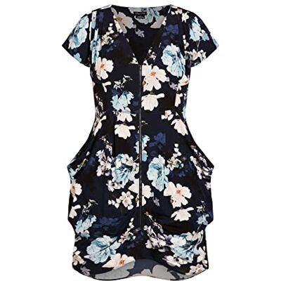 00211991 CITY CHIC Damska tunika plus size nieśmiała orchidea sukienka koszula, Granatowa nieśmiała orchidea, 18 Plus 00211991 CITY CHIC Damska tunika plus size nieśmiała orchidea sukienka koszula, Granatowa nieśmiała orchidea, 18 Plus