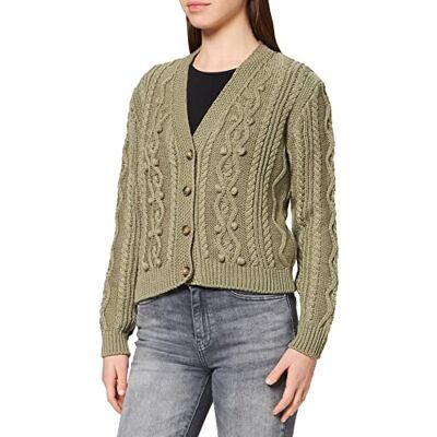 RHNG18A Naf Naf Damska kurtka z dzianiny w stylu Bohemy Gilet, Mięta ciemna, L RHNG18A Naf Naf Damska kurtka z dzianiny w stylu Bohemy Gilet, Mięta ciemna, L