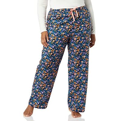 WAE90061FL18_Teal Blue, Floral Camo Amazon Essentials Damskie flanelowe spodnie do spania (dostępne w dużych rozmiarach), granatowy nadruk kwiatowy, XXL WAE90061FL18_Teal Blue, Floral Camo Amazon Essentials Damskie flanelowe spodnie do spania (dostępne w dużych rozmiarach), granatowy nadruk kwiatowy, XXL