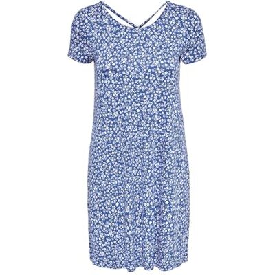 15131237 ONLY Onlbera Back Lace Up S/S Dress Jrs Noos Sukienka Kobiety, Mocny niebieski/aop: białe kwiaty, XS 15131237 ONLY Onlbera Back Lace Up S/S Dress Jrs Noos Sukienka Kobiety, Mocny niebieski/aop: białe kwiaty, XS