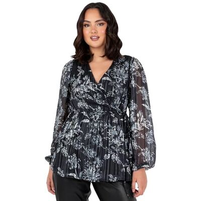 PL9-0508 Lovedrobe Damska bluzka zawijana bluzka damska dekolt w serek długie rękawy balonowe peplum smart casual odzież biurowa wieczorowa impreza okazja, czarna 18, Czarny, 44 PL9-0508 Lovedrobe Damska bluzka zawijana bluzka damska dekolt w serek długie rękawy balonowe peplum smart casual odzież biurowa wieczorowa impreza okazja, czarna 18, Czarny, 44