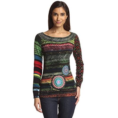 37J2112 Desigual Lesliett sweter damski, Verde Caza, 42 37J2112 Desigual Lesliett sweter damski, Verde Caza, 42