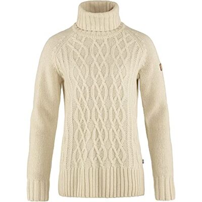 F84793 Fjällräven Damski sweter Övik z kablem Knit Roller Neck W, kredowa biel, S, biała kreda., S F84793 Fjällräven Damski sweter Övik z kablem Knit Roller Neck W, kredowa biel, S, biała kreda., S