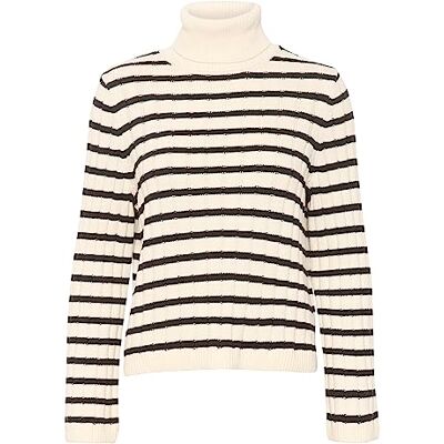 30307967 Part Two Damski Sweter Rollneck Regular Fit Długie Rękawy Dziane Top, Czarny pasek, XL 30307967 Part Two Damski Sweter Rollneck Regular Fit Długie Rękawy Dziane Top, Czarny pasek, XL