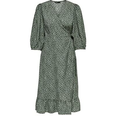 15253350 Only Kobiety Onlmarina 3/4 Wrap Midi Sukienka, Zielony, S 15253350 Only Kobiety Onlmarina 3/4 Wrap Midi Sukienka, Zielony, S