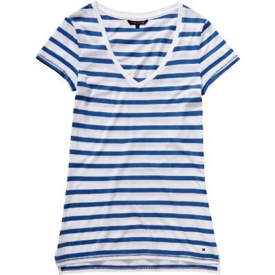 1M87615356 Tommy Hilfiger Koszulka damska, w paski London STP V-NK SS / , Niebieski (480 / Delft Blue/Classic White), 38 1M87615356 Tommy Hilfiger Koszulka damska, w paski London STP V-NK SS / , Niebieski (480 / Delft Blue/Classic White), 38