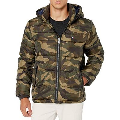 158AN508 Tommy Hilfiger Męska kurtka puchowa z kapturem Legacy Down Alternative Coat, Nowy kamuflaż, XL 158AN508 Tommy Hilfiger Męska kurtka puchowa z kapturem Legacy Down Alternative Coat, Nowy kamuflaż, XL