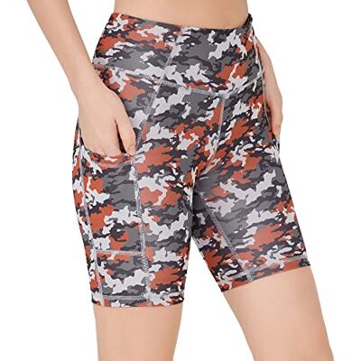 Biker Camo LOS OJOS Camo damskie spodnie rowerowe, wysoka talia, wyszczuplające brzuch, kamuflaż, legginsy treningowe dla kobiet, Węgiel-kasztanowy brąz, XL Biker Camo LOS OJOS Camo damskie spodnie rowerowe, wysoka talia, wyszczuplające brzuch, kamuflaż, legginsy treningowe dla kobiet, Węgiel-kasztanowy brąz, XL