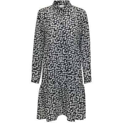 15221987 SELECTED HOMME Jdypiper L/S Aop Shirt Dress Wvn, Czarny/Aop: biały kwiat, 34 15221987 SELECTED HOMME Jdypiper L/S Aop Shirt Dress Wvn, Czarny/Aop: biały kwiat, 34