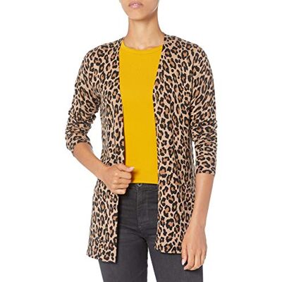 WAE35004FL18-BrwnH-Medium Amazon Essentials Dames Lekki kardigan bez zapięcia (dostępny w wersji Plus Size), Kamelowy Lampart, M WAE35004FL18-BrwnH-Medium Amazon Essentials Dames Lekki kardigan bez zapięcia (dostępny w wersji Plus Size), Kamelowy Lampart, M