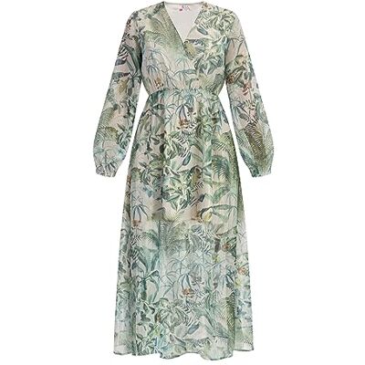 19327377-JI01 Jika Damska sukienka maxi z długim rękawem, Nadruk w dżungli, XXL 19327377-JI01 Jika Damska sukienka maxi z długim rękawem, Nadruk w dżungli, XXL
