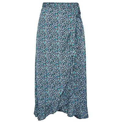 17135063 PIECES PCBROCK HW MIDI Skirt, Deep Lagoon/Aop: kwiatowy, L 17135063 PIECES PCBROCK HW MIDI Skirt, Deep Lagoon/Aop: kwiatowy, L