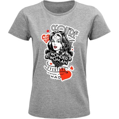 WOWOWOOTS124 dc comics "Wonder Woman Happy Mothers Day " Koszulka damska , Melange Grey, Rozmiar L, Szary Melange, L WOWOWOOTS124 dc comics "Wonder Woman Happy Mothers Day " Koszulka damska , Melange Grey, Rozmiar L, Szary Melange, L