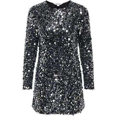 15358384-4866552 Onlanika Catina Ls Sequins Dress WVN, Silver, M 15358384-4866552 Onlanika Catina Ls Sequins Dress WVN, Silver, M