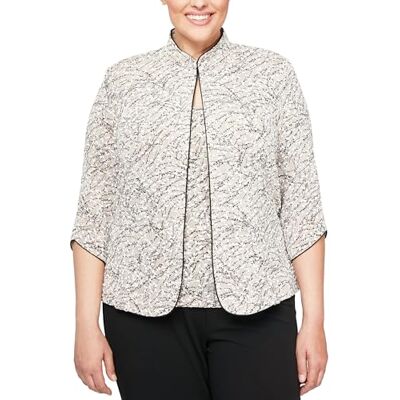 4211285-beige-3X Alex Evenings Zestaw damski, top i kurtka, BEŻOWY, 3X 4211285-beige-3X Alex Evenings Zestaw damski, top i kurtka, BEŻOWY, 3X
