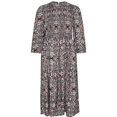 10506623 KAFFE Damska sukienka Smock Midi 3/4 Rękawy Drukowane Casual, Czarna/Niebieska Nostalgia Print, 42 10506623 KAFFE Damska sukienka Smock Midi 3/4 Rękawy Drukowane Casual, Czarna/Niebieska Nostalgia Print, 42