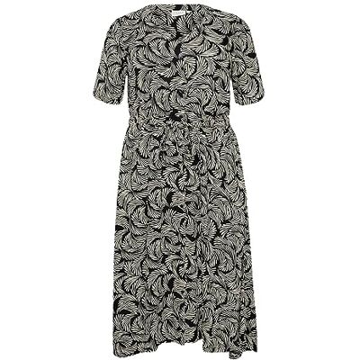 10581678 Kaffe Curve Plus Size Damska koszula sukienka krótkie rękawy dekolt pas stany, Czarny Głęboki/Antyczny Biały Nadruk, 42/du?y rozmiar 10581678 Kaffe Curve Plus Size Damska koszula sukienka krótkie rękawy dekolt pas stany, Czarny Głęboki/Antyczny Biały Nadruk, 42/du?y rozmiar