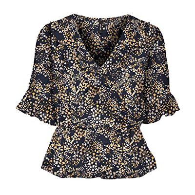 10285475 VERO MODA Women's VMDORA Kaya 2/4 WRAP WVN GA Top, Navy Blazer/AOP:Dora, M, Granatowy blezer/Aop:dora, M 10285475 VERO MODA Women's VMDORA Kaya 2/4 WRAP WVN GA Top, Navy Blazer/AOP:Dora, M, Granatowy blezer/Aop:dora, M