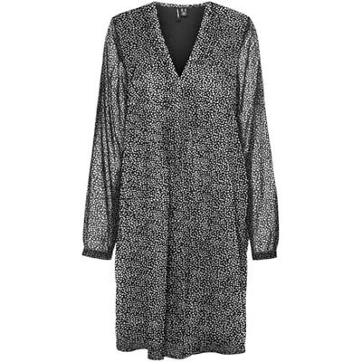 10297971 Bestseller A/S VMHOLLY LS Pleat Short Dress WVN GA, Black/Aop: joey Dot, S 10297971 Bestseller A/S VMHOLLY LS Pleat Short Dress WVN GA, Black/Aop: joey Dot, S
