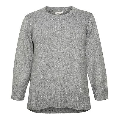 10581795 Kaffe Curve Plus-Size Damski Sweter Regular Fit Długie Rękawy Okrągły Dekolt, Szary Melange, L duże rozmiary 10581795 Kaffe Curve Plus-Size Damski Sweter Regular Fit Długie Rękawy Okrągły Dekolt, Szary Melange, L duże rozmiary