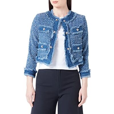 100404_A0I3 Pinko Alpinismo Denim + Tweed elegancka kurtka robocza damska, Eea_niebieski/niebieski/biały, 40 100404_A0I3 Pinko Alpinismo Denim + Tweed elegancka kurtka robocza damska, Eea_niebieski/niebieski/biały, 40