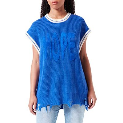 W22FK11A9G-4083 True Religion Damski sweter Destroyed Oversized Love Pullover, niebieski (Bright Blue), standardowy W22FK11A9G-4083 True Religion Damski sweter Destroyed Oversized Love Pullover, niebieski (Bright Blue), standardowy