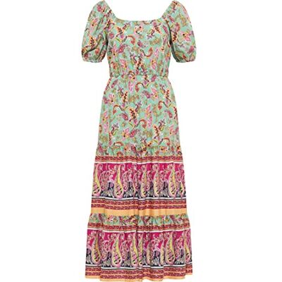 15923624-MA01 MAHISHA Damska sukienka midi z nadrukiem Paisley , jasnozielona wielokolorowa, XXL, Sukienka midi z nadrukiem paisley, XXL 15923624-MA01 MAHISHA Damska sukienka midi z nadrukiem Paisley , jasnozielona wielokolorowa, XXL, Sukienka midi z nadrukiem paisley, XXL