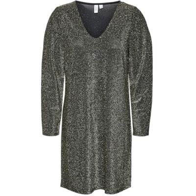 10318400 VMROXANNE L/S Short Dress JRS BTQ GA, Czarny/szczegóły: złoty lurex, S 10318400 VMROXANNE L/S Short Dress JRS BTQ GA, Czarny/szczegóły: złoty lurex, S