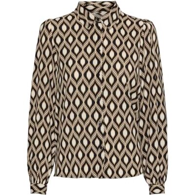 10322454 VMVARIA L/S Shirt WVN BTQ GA, Czarny/Aop: varia, S 10322454 VMVARIA L/S Shirt WVN BTQ GA, Czarny/Aop: varia, S