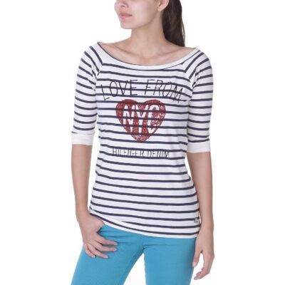 1657614690 Hilfiger Denim Damska koszulka Slim Fit, Paula bn tee 3/4 / , rozm. 40 (XL), biały (003 / Egret/Black Iris), Biały (003 / Egret/Black Iris), 40 1657614690 Hilfiger Denim Damska koszulka Slim Fit, Paula bn tee 3/4 / , rozm. 40 (XL), biały (003 / Egret/Black Iris), Biały (003 / Egret/Black Iris), 40