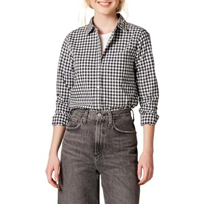 AE181654-cgh-XXL Amazon Essentials Damska koszula popelinowa z długim rękawem, zapinana na guziki, czarno-biała krata, XXL AE181654-cgh-XXL Amazon Essentials Damska koszula popelinowa z długim rękawem, zapinana na guziki, czarno-biała krata, XXL