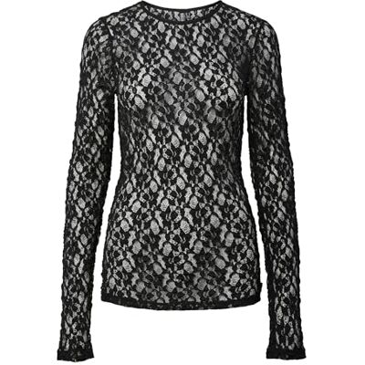 17154478-4649376 Pieces Pchazel Ls Lace Top Noos damski, czarny, L 17154478-4649376 Pieces Pchazel Ls Lace Top Noos damski, czarny, L