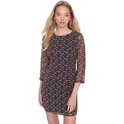 TWOAW23EL00512 TRENDYOL Damska sukienka mini dwurzędowa dziergana, czarny, 40 TWOAW23EL00512 TRENDYOL Damska sukienka mini dwurzędowa dziergana, czarny, 40