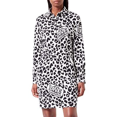 W V J51 00 S 3841 Love Moschino Damska koszulka z długim rękawem Fluid Stretch Viscose Fabric Dress, Beżowy Black, 38 W V J51 00 S 3841 Love Moschino Damska koszulka z długim rękawem Fluid Stretch Viscose Fabric Dress, Beżowy Black, 38