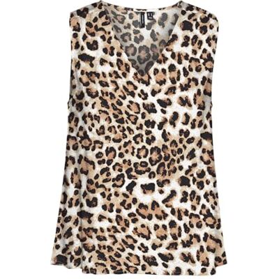 10301759 VERO MODA Vmeasy Joy S/L V-Neck Top WVN Ga bluzka damska, Tan/Aop: leo, XS 10301759 VERO MODA Vmeasy Joy S/L V-Neck Top WVN Ga bluzka damska, Tan/Aop: leo, XS