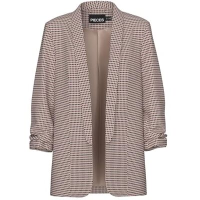 17126850 PCBOSS 3/4 Blazer z nadrukiem NOOS, Silver Mink/Aop: houndstooth, XS 17126850 PCBOSS 3/4 Blazer z nadrukiem NOOS, Silver Mink/Aop: houndstooth, XS