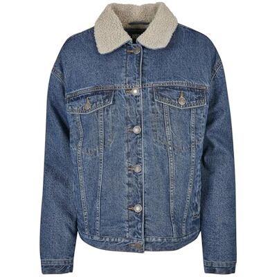 TB5077 Urban Classics Ladies Oversized Sherpa Denim Jacket, modna damska kurtka d?insowa oversize, dost?pna w wielu kolorach, rozmiarach XS-5XL, Clearblue Washed, L TB5077 Urban Classics Ladies Oversized Sherpa Denim Jacket, modna damska kurtka d?insowa oversize, dost?pna w wielu kolorach, rozmiarach XS-5XL, Clearblue Washed, L