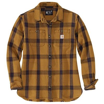 105576-BRN Carhartt Damska koszula z d?ugim r?kawem w kratk? z lu?nym krojem, ci??ka koszula robocza z guzikiem, Carhartt br?zowy, L 105576-BRN Carhartt Damska koszula z d?ugim r?kawem w kratk? z lu?nym krojem, ci??ka koszula robocza z guzikiem, Carhartt br?zowy, L