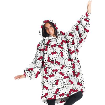 1330 Kanguru, Damska bluza z kapturem Hello Kitty Hoodie Oversize, pled z rękawami do noszenia, pomysł na prezent dla kobiet, Boże Narodzenie, urodziny, 100% mikrowłókno, polar, 85 x 75 cm, luźny krój 1330 Kanguru, Damska bluza z kapturem Hello Kitty Hoodie Oversize, pled z rękawami do noszenia, pomysł na prezent dla kobiet, Boże Narodzenie, urodziny, 100% mikrowłókno, polar, 85 x 75 cm, luźny krój