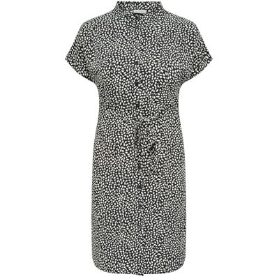 15225526 Bestseller A/S Damska sukienka Cardiega Ss Blk Shirt Dress WVN Noos, Black/Aop: Cloud Dancer Graphic, 52 15225526 Bestseller A/S Damska sukienka Cardiega Ss Blk Shirt Dress WVN Noos, Black/Aop: Cloud Dancer Graphic, 52