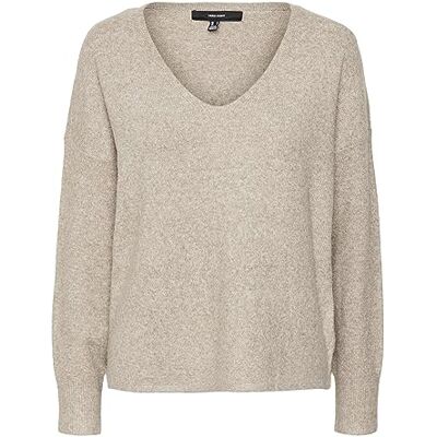 10252090 bestseller a/s Damski sweter Vmdoffy Ls z dekoltem w serek Ga Noos, Sepia Tint/szczegóły: melanż, S 10252090 bestseller a/s Damski sweter Vmdoffy Ls z dekoltem w serek Ga Noos, Sepia Tint/szczegóły: melanż, S
