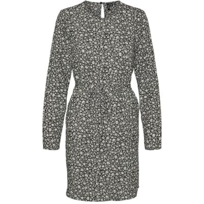 10319855 VERO MODA Damska sukienka Vmmacha L/S Short Dress WVN Ga, Czarny/Aop: ana, S 10319855 VERO MODA Damska sukienka Vmmacha L/S Short Dress WVN Ga, Czarny/Aop: ana, S