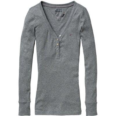 Lola henley l/s / 1657614813 Tommy Jeans Damska koszulka z długim rękawem, Szary (025 Mid Grey Heather), 38 Lola henley l/s / 1657614813 Tommy Jeans Damska koszulka z długim rękawem, Szary (025 Mid Grey Heather), 38