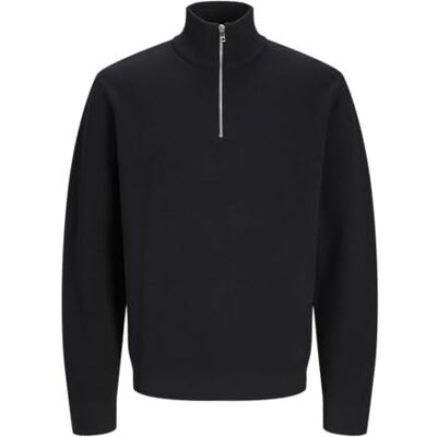 12269288-4903190 JACK & JONES Junior Jprblamilano Stitch Knit Half Zip Jnr, czarny, 140 12269288-4903190 JACK & JONES Junior Jprblamilano Stitch Knit Half Zip Jnr, czarny, 140