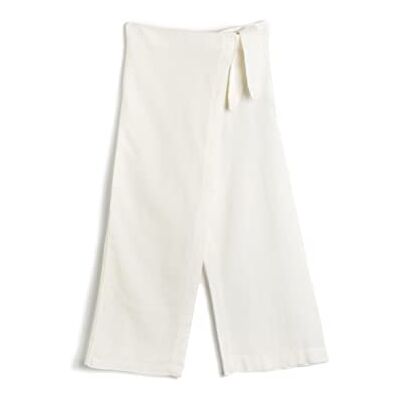 3SKG40030AW Koton Dziewczęce spodnie lniane Envelop Belt Detail Elastic Waistband Wide Leg Pants, biały (000), 4-5 Lata 3SKG40030AW Koton Dziewczęce spodnie lniane Envelop Belt Detail Elastic Waistband Wide Leg Pants, biały (000), 4-5 Lata