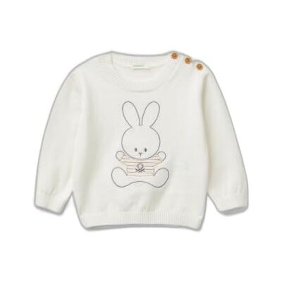 1ZNNB1011 United Colors of Benetton Sweter Unisex-Baby, Biały, 74 1ZNNB1011 United Colors of Benetton Sweter Unisex-Baby, Biały, 74