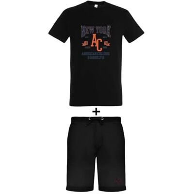 ACEN229 Noir Taille 8 Ans AMERICAN COLLEGE USA 2-częściowy zestaw koszul + szorty dziecięce, czarny, 8 lat ACEN229 Noir Taille 8 Ans AMERICAN COLLEGE USA 2-częściowy zestaw koszul + szorty dziecięce, czarny, 8 lat