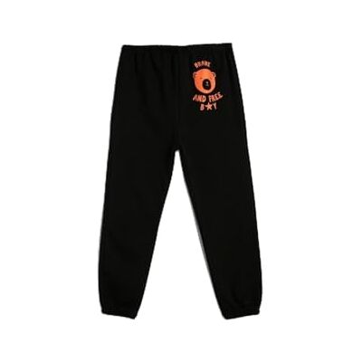 4WMB40047TK Koton Babyboy Jogger spodnie dresowe elastyczna talia nadruk detal bawełna, Czarny (999), 2-3 Lat 4WMB40047TK Koton Babyboy Jogger spodnie dresowe elastyczna talia nadruk detal bawełna, Czarny (999), 2-3 Lat
