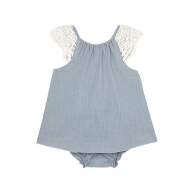 S27VVTCA302AQ Gocco Sukienka dla dziewczynki Vestido Con Tira Bordada En La Manga, brudny niebieski, 3 Lata S27VVTCA302AQ Gocco Sukienka dla dziewczynki Vestido Con Tira Bordada En La Manga, brudny niebieski, 3 Lata