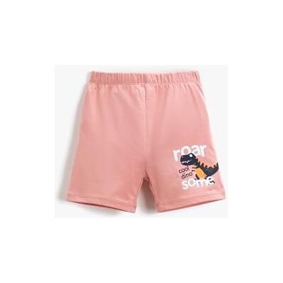 2SMB40017TK Koton Dinosaur Printed Elastic Waist Short Bawełna Spodenki Dziecko, Łosoś (992), 12-18 mesi 2SMB40017TK Koton Dinosaur Printed Elastic Waist Short Bawełna Spodenki Dziecko, Łosoś (992), 12-18 mesi